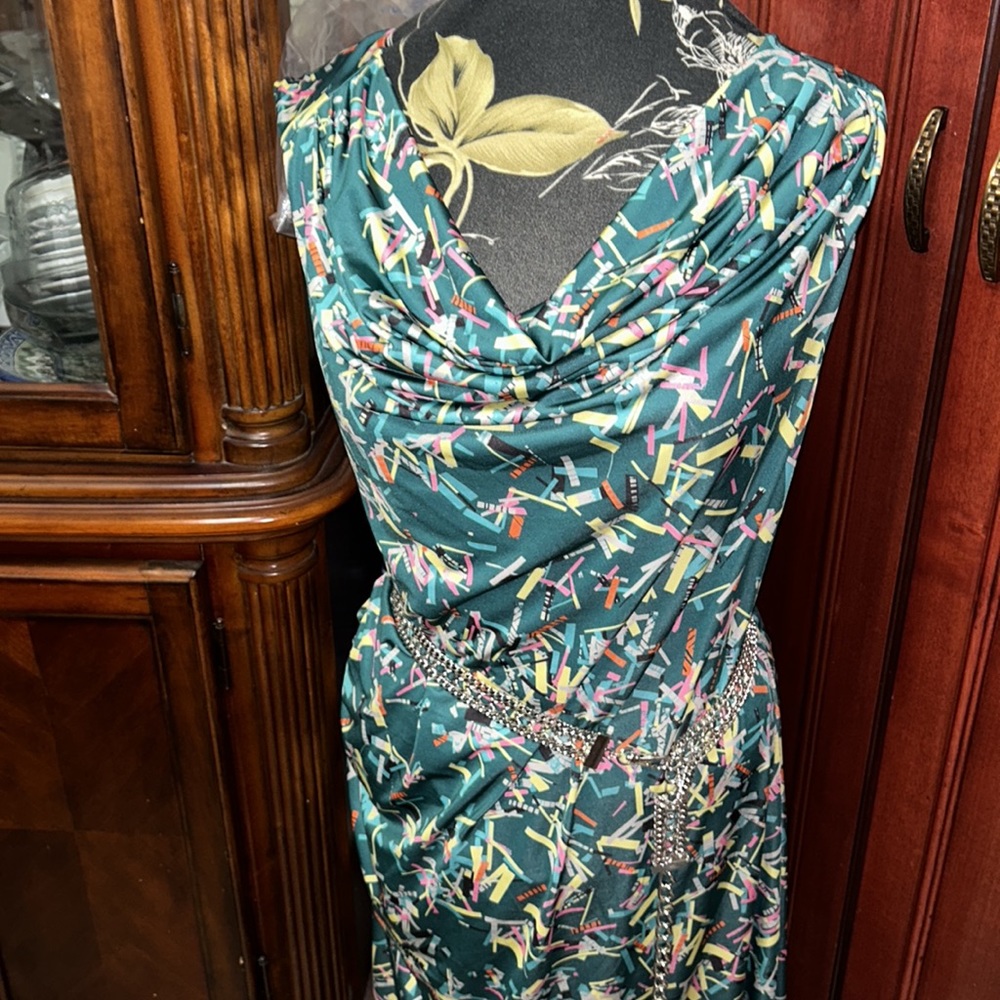 Confetti print cowl neck sleeveless dress 👗 in size 2X - Picture 2 of 9